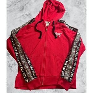 Y2K Victoria's Secret PINK Red Sequin Tracksuit Set Hoodie & Joggers Women Small